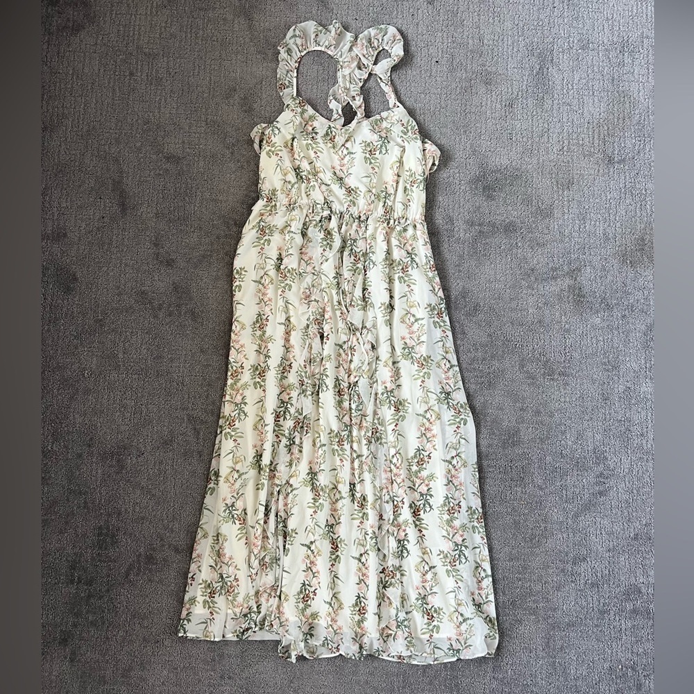 Gal Meets Glam Isabella Floral Ruffled Criss Cross Maxi Dress - Picture 2 of 6